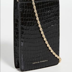 LOEFFLER RANDALL
Augusta Croc-embossed Leather Crossbody Phone Pouch In Black
